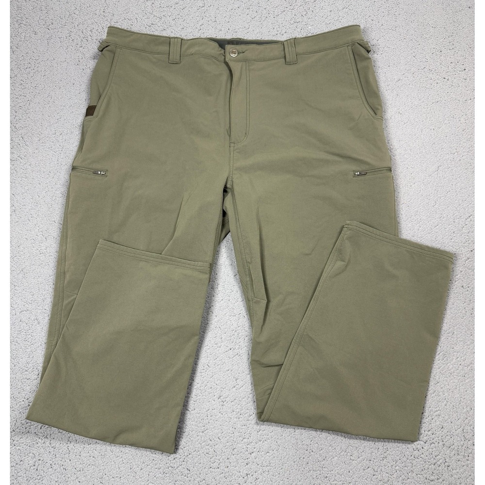 Duck Camp Pants Mens 42x34 Green Nylon Stretch Hiking Zip Pocket Outdoor